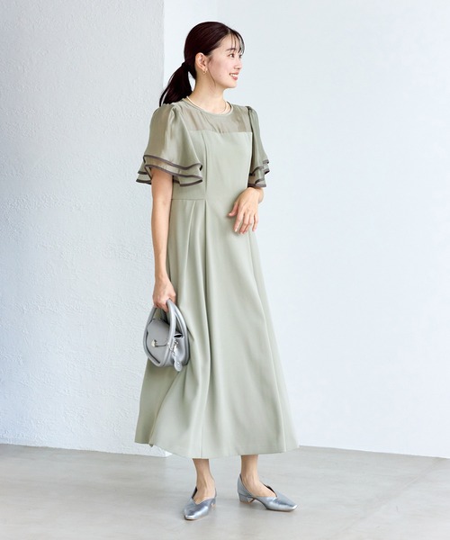 ROPE' PICNIC(ロペピクニック)の「【Mon E’toile/モンエトワール】フレア袖ビスチェデザインワンピース(ドレス・レディース・サックスブルー/ブラック/グリーン・M/S)」の10枚目の写真