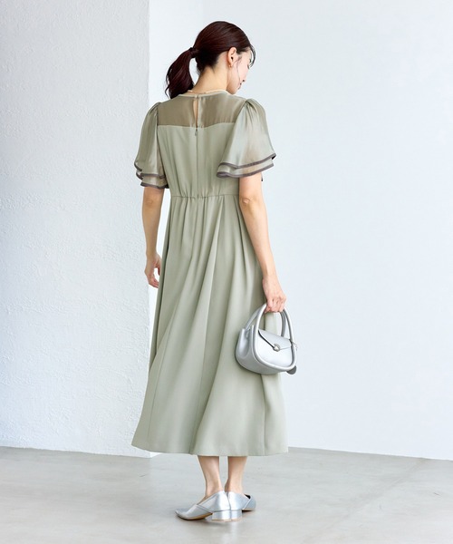 ROPE' PICNIC(ロペピクニック)の「【Mon E’toile/モンエトワール】フレア袖ビスチェデザインワンピース(ドレス・レディース・サックスブルー/ブラック/グリーン・M/S)」の11枚目の写真