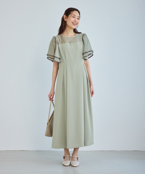 Mon E'toile/モンエトワール】フレア袖ビスチェデザインワンピース
