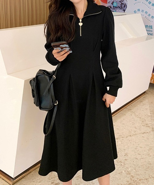 SallyLunn(サリーラン)の「ウエストタックハーフジップワンピース(ワンピース・レディース・アイボリー/ブラック・LARGE/MEDIUM)」の10枚目の写真