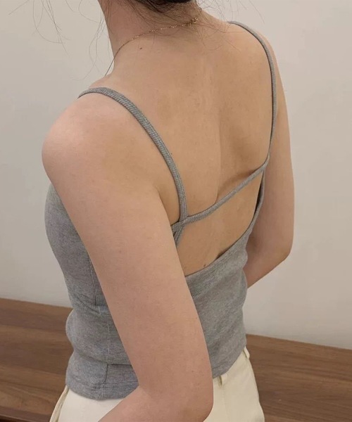 Lace Ladies(レースレディース)の「配色 フェイクレイヤード レース カップ付き キャミソール(キャミソール・レディース・ホワイト/ブラック/グレー・FREE)」の6枚目の写真