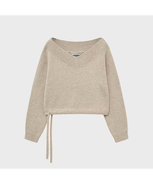 NOIRER FOR WOMAN(ノイアーフォーウーマン)の「ツーウェイオフショルダーブイネックニット(サンドベージュ)(ニット/セーター・レディース・その他・FREE)」の2枚目の写真