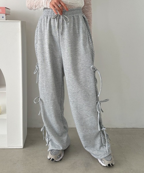 CLEA(クレア)の「ドットリボンスウェットパンツ(スウェットパンツ・レディース・ブラック/グレー・FREE)」の11枚目の写真