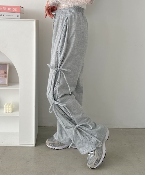 CLEA(クレア)の「ドットリボンスウェットパンツ(スウェットパンツ・レディース・ブラック/グレー・FREE)」の12枚目の写真