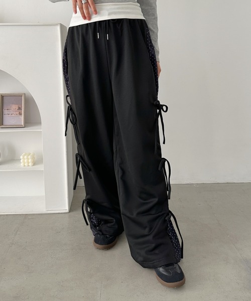 CLEA(クレア)の「ドットリボンスウェットパンツ(スウェットパンツ・レディース・ブラック/グレー・FREE)」の6枚目の写真