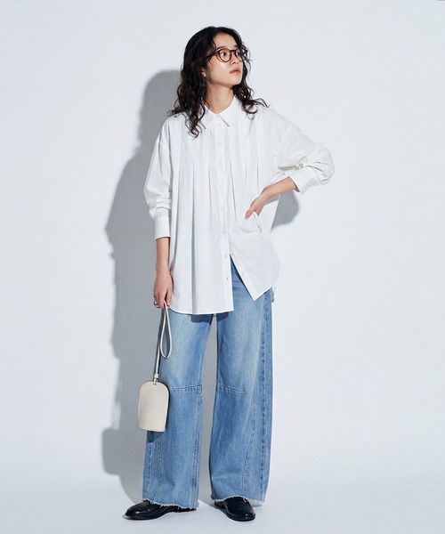 antiqua(アンティカ)の「タック シャツ(シャツ/ブラウス・レディース・ホワイト/ブルー/ピンク・ONESIZE)」の4枚目の写真