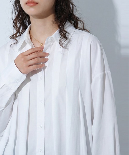 antiqua(アンティカ)の「タック シャツ(シャツ/ブラウス・レディース・ホワイト/ブルー/ピンク・ONESIZE)」の5枚目の写真
