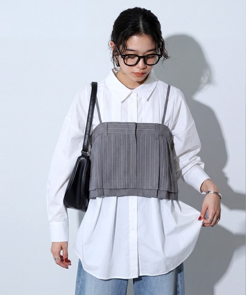 antiqua(アンティカ)の「タック シャツ(シャツ/ブラウス・レディース・ホワイト/ブルー/ピンク・ONESIZE)」の6枚目の写真