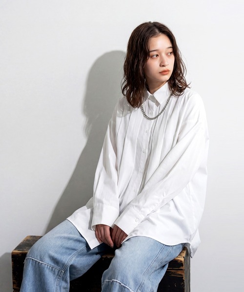 antiqua(アンティカ)の「タック シャツ(シャツ/ブラウス・レディース・ホワイト/ブルー/ピンク・ONESIZE)」の7枚目の写真