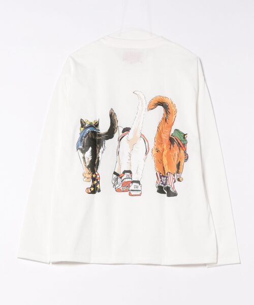 SITRY(シトリー)の「Cat & Dog Print T-Shirt/アニマル 猫&犬 プリント オーバーサイズ 長袖Tシャツ ロンT レディース メンズ(Tシャツ/カットソー・メンズ・ホワイト/ブラック/グレー系その他/チャコール/オートミール/ブラック系その他/ベージュ系その他/ホワイト系その他・LL/L/M)」の9枚目の写真