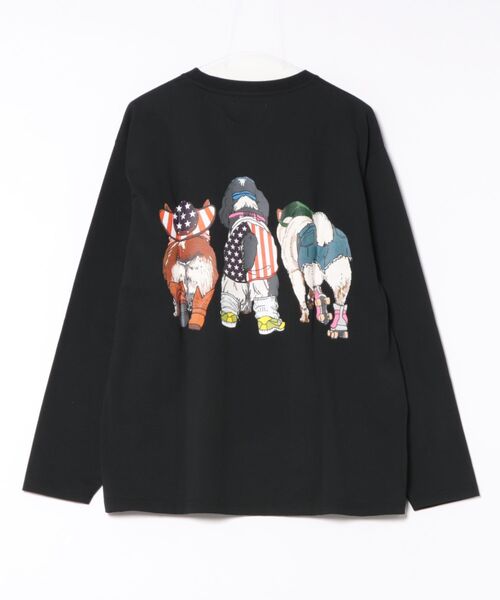 SITRY(シトリー)の「Cat & Dog Print T-Shirt/アニマル 猫&犬 プリント オーバーサイズ 長袖Tシャツ ロンT レディース メンズ(Tシャツ/カットソー・メンズ・ホワイト/ブラック/グレー系その他/チャコール/オートミール/ブラック系その他/ベージュ系その他/ホワイト系その他・LL/L/M)」の12枚目の写真