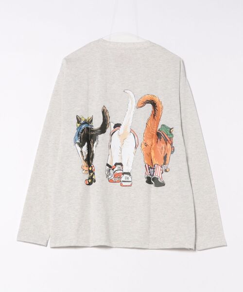SITRY(シトリー)の「Cat & Dog Print T-Shirt/アニマル 猫&犬 プリント オーバーサイズ 長袖Tシャツ ロンT レディース メンズ(Tシャツ/カットソー・メンズ・ホワイト/ブラック/グレー系その他/チャコール/オートミール/ブラック系その他/ベージュ系その他/ホワイト系その他・LL/L/M)」の15枚目の写真