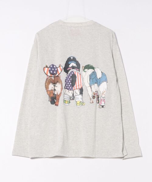 SITRY(シトリー)の「Cat & Dog Print T-Shirt/アニマル 猫&犬 プリント オーバーサイズ 長袖Tシャツ ロンT レディース メンズ(Tシャツ/カットソー・メンズ・ホワイト/ブラック/グレー系その他/チャコール/オートミール/ブラック系その他/ベージュ系その他/ホワイト系その他・LL/L/M)」の16枚目の写真