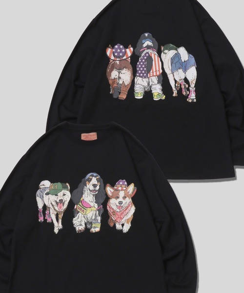 SITRY(シトリー)の「Cat & Dog Print T-Shirt/アニマル 猫&犬 プリント オーバーサイズ 長袖Tシャツ ロンT レディース メンズ(Tシャツ/カットソー・メンズ・ホワイト/ブラック/グレー系その他/チャコール/オートミール/ブラック系その他/ベージュ系その他/ホワイト系その他・LL/L/M)」の4枚目の写真