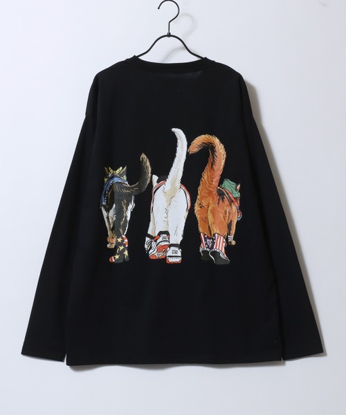 SITRY(シトリー)の「Cat & Dog Print T-Shirt/アニマル 猫&犬 プリント オーバーサイズ 長袖Tシャツ ロンT レディース メンズ(Tシャツ/カットソー・メンズ・ホワイト/ブラック/グレー系その他/チャコール/オートミール/ブラック系その他/ベージュ系その他/ホワイト系その他・LL/L/M)」の20枚目の写真