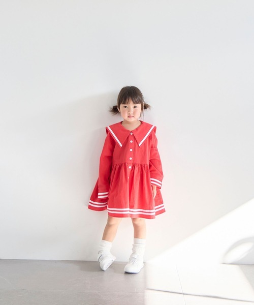 LOWRYS FARM（ローリーズファーム）の「セーラーシシュウワンピース　 642996（ワンピース・キッズ・アイボリー/レッド/ネイビー・150cm/140cm/130cm/120cm/110cm）」の3枚目の写真