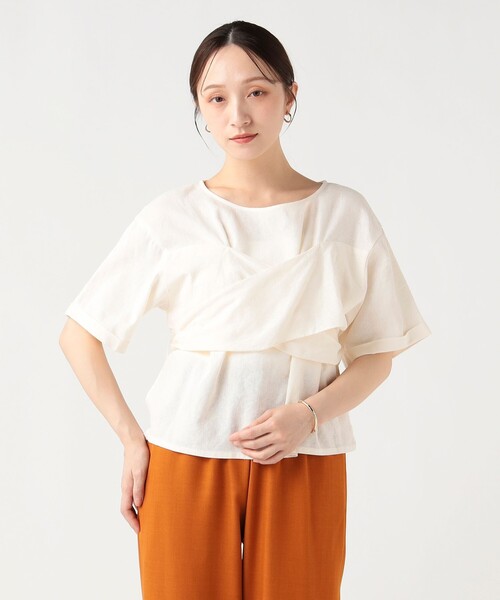 BEAMS HEART(ビームスハート)の「【9/17再値下げ】麻混 バックリボン ブラウス(シャツ/ブラウス・レディース・その他/ブラック/オフホワイト・FREE)」の2枚目の写真