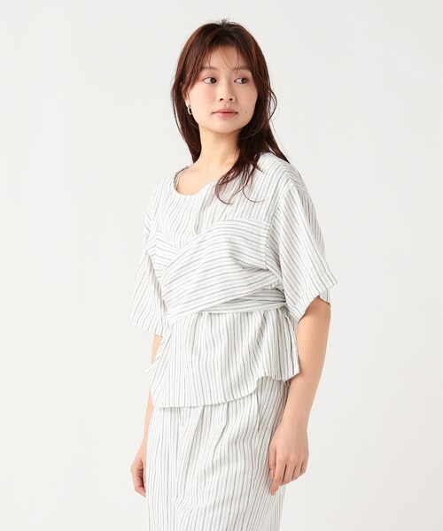BEAMS HEART(ビームスハート)の「【9/17再値下げ】麻混 バックリボン ブラウス(シャツ/ブラウス・レディース・その他/ブラック/オフホワイト・FREE)」の6枚目の写真