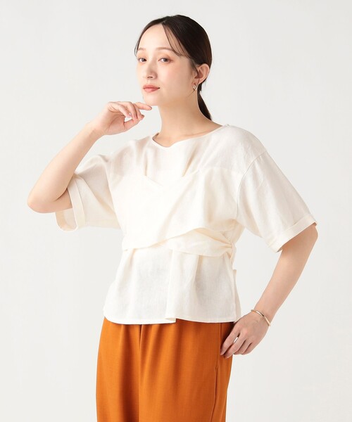 BEAMS HEART(ビームスハート)の「【9/17再値下げ】麻混 バックリボン ブラウス(シャツ/ブラウス・レディース・その他/ブラック/オフホワイト・FREE)」の11枚目の写真