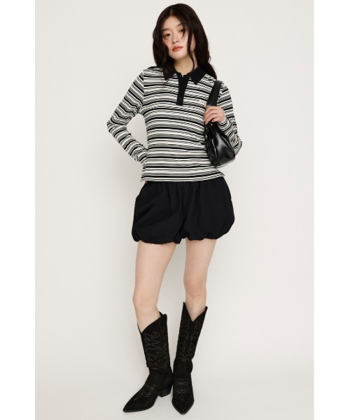 SLY（スライ）の「MICHIXSLY POLO SH ミチスライポロシャツ 冬服 春服（ポロシャツ・レディース・ブラウン/ブラック/バーガンディー・1/2）」の14枚目の写真