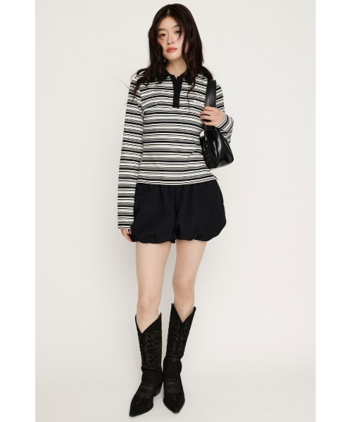 SLY（スライ）の「MICHIXSLY POLO SH ミチスライポロシャツ 冬服 春服（ポロシャツ・レディース・ブラウン/ブラック/バーガンディー・1/2）」の15枚目の写真