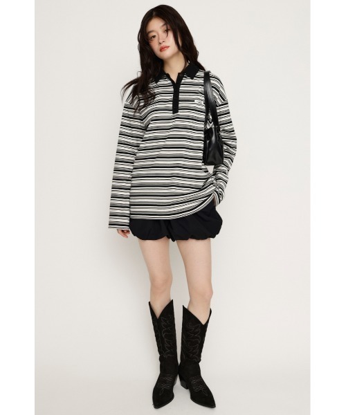 SLY（スライ）の「MICHIXSLY POLO SH ミチスライポロシャツ 冬服 春服（ポロシャツ・レディース・ブラウン/ブラック/バーガンディー・1/2）」の16枚目の写真