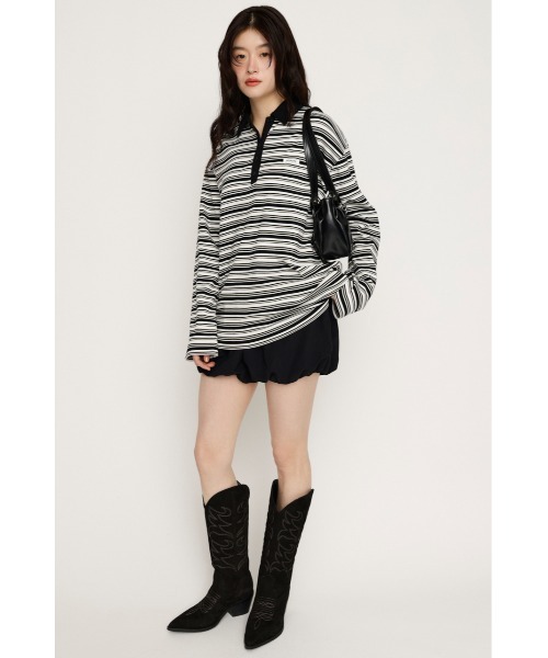 SLY（スライ）の「MICHIXSLY POLO SH ミチスライポロシャツ 冬服 春服（ポロシャツ・レディース・ブラウン/ブラック/バーガンディー・1/2）」の17枚目の写真