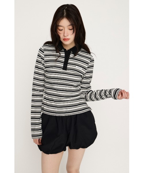 SLY（スライ）の「MICHIXSLY POLO SH ミチスライポロシャツ 冬服 春服（ポロシャツ・レディース・ブラウン/ブラック/バーガンディー・1/2）」の18枚目の写真