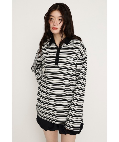 SLY（スライ）の「MICHIXSLY POLO SH ミチスライポロシャツ 冬服 春服（ポロシャツ・レディース・ブラウン/ブラック/バーガンディー・1/2）」の19枚目の写真