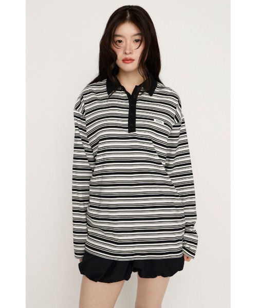 SLY（スライ）の「MICHIXSLY POLO SH ミチスライポロシャツ 冬服 春服（ポロシャツ・レディース・ブラウン/ブラック/バーガンディー・1/2）」の20枚目の写真