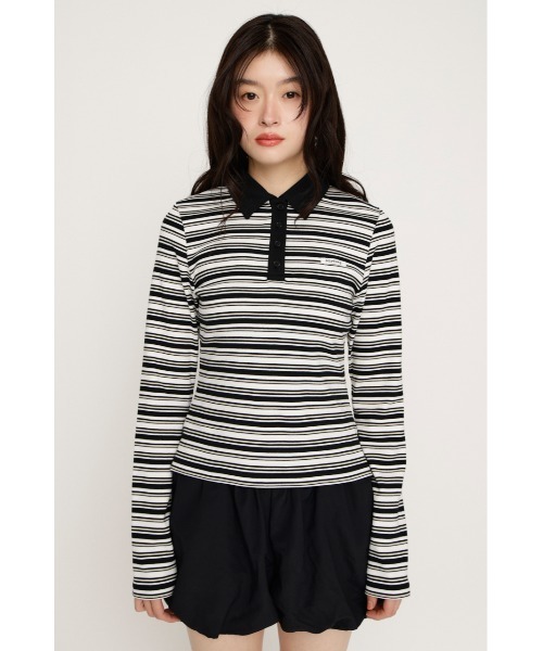 SLY（スライ）の「MICHIXSLY POLO SH ミチスライポロシャツ 冬服 春服（ポロシャツ・レディース・ブラウン/ブラック/バーガンディー・1/2）」の21枚目の写真