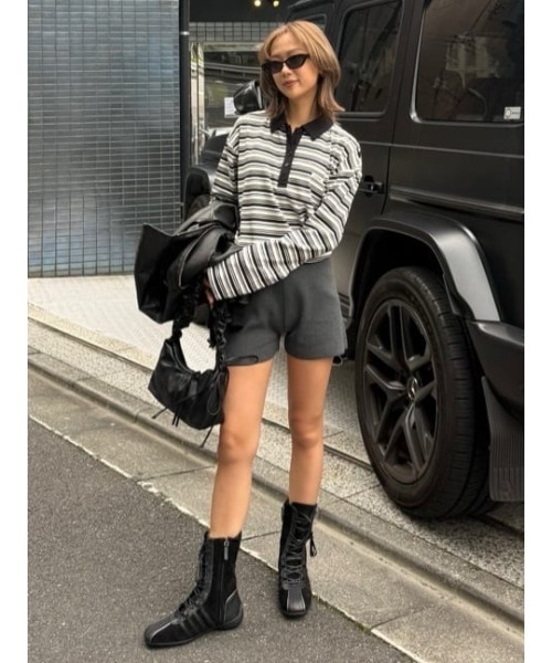 SLY（スライ）の「MICHIXSLY POLO SH ミチスライポロシャツ 冬服 春服（ポロシャツ・レディース・ブラウン/ブラック/バーガンディー・1/2）」の4枚目の写真