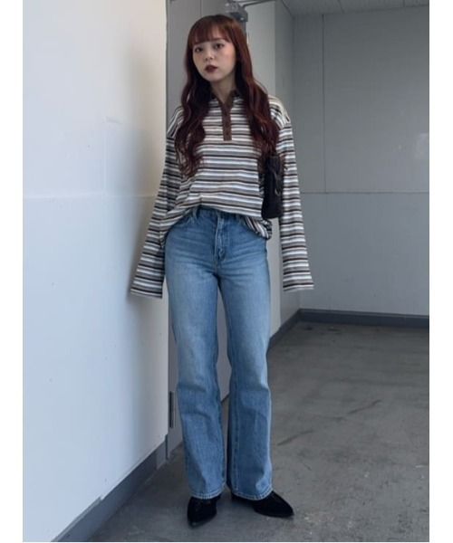 SLY（スライ）の「MICHIXSLY POLO SH ミチスライポロシャツ 冬服 春服（ポロシャツ・レディース・ブラウン/ブラック/バーガンディー・1/2）」の7枚目の写真