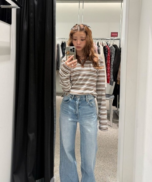 SLY（スライ）の「MICHIXSLY POLO SH ミチスライポロシャツ 冬服 春服（ポロシャツ・レディース・ブラウン/ブラック/バーガンディー・1/2）」の8枚目の写真