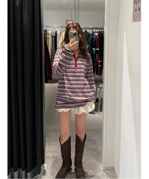 SLY（スライ）の「MICHIXSLY POLO SH ミチスライポロシャツ 冬服 春服（ポロシャツ・レディース・ブラウン/ブラック/バーガンディー・1/2）」の10枚目の写真