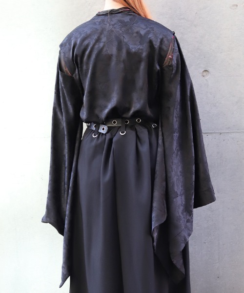 REZEN(リゼン)の「鶴ジャガード狩衣風和袖シャツ(シャツ/ブラウス・メンズ・ラベンダー/ブラック/ライトグレー・MEDIUM/LARGE)」の6枚目の写真