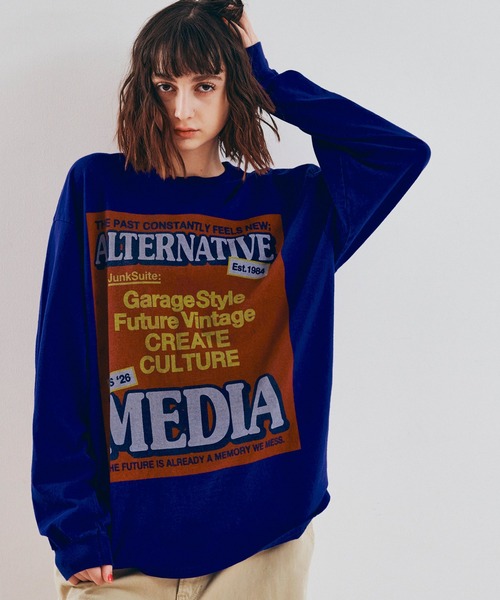 RNA(アールエヌエー)の「M2620 バナープリントロンT(Tシャツ/カットソー・レディース・ホワイト/パープル/ブラック・MEDIUM)」の3枚目の写真
