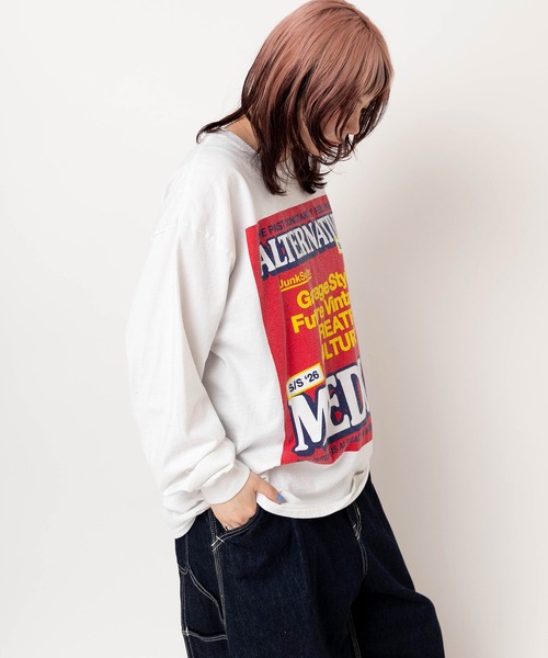RNA(アールエヌエー)の「M2620 バナープリントロンT(Tシャツ/カットソー・レディース・ホワイト/パープル/ブラック・MEDIUM)」の5枚目の写真