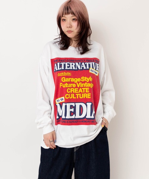 RNA(アールエヌエー)の「M2620 バナープリントロンT(Tシャツ/カットソー・レディース・ホワイト/パープル/ブラック・MEDIUM)」の4枚目の写真