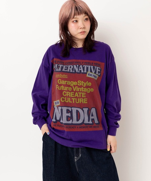 RNA(アールエヌエー)の「M2620 バナープリントロンT(Tシャツ/カットソー・レディース・ホワイト/パープル/ブラック・MEDIUM)」の14枚目の写真
