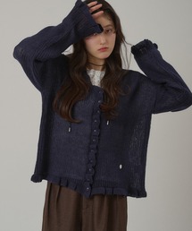 MUHET（ミュエータ）の「frill v neck cardigan / フリルVネックカーディガン（カーディガン/ボレロ）」