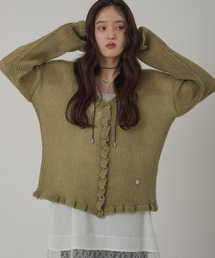 MUHET（ミュエータ）の「frill v neck cardigan / フリルVネックカーディガン（カーディガン/ボレロ）」