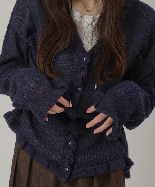 frill v neck cardigan / フリルVネックカーディガン（カーディガン