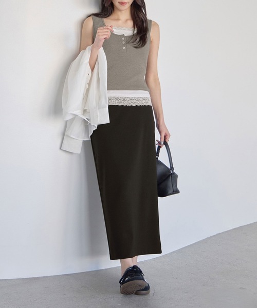 CHAN ME(チャンミ)の「レイヤードレースタンクトップ(タンクトップ・レディース・ベージュ/ネイビー/ブラック/グレー・X-LARGE/LARGE/MEDIUM)」の18枚目の写真