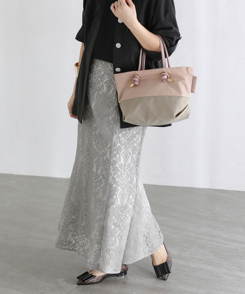 La TOTALITE（ラトータリテ）の「【洗える】マーメイドレーススカート（スカート・レディース・ホワイト/グレー・36/38）」の2枚目の写真