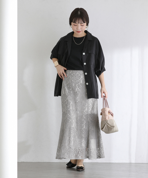 La TOTALITE（ラトータリテ）の「【洗える】マーメイドレーススカート（スカート・レディース・ホワイト/グレー・36/38）」の3枚目の写真