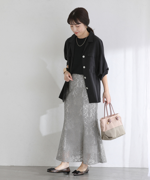 La TOTALITE（ラトータリテ）の「【洗える】マーメイドレーススカート（スカート・レディース・ホワイト/グレー・36/38）」の4枚目の写真