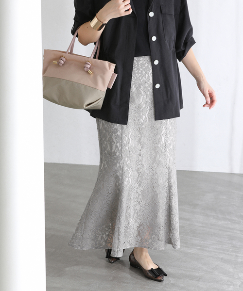 La TOTALITE（ラトータリテ）の「【洗える】マーメイドレーススカート（スカート・レディース・ホワイト/グレー・36/38）」の7枚目の写真