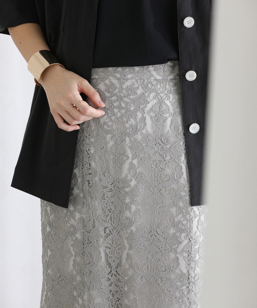 La TOTALITE（ラトータリテ）の「【洗える】マーメイドレーススカート（スカート・レディース・ホワイト/グレー・36/38）」の9枚目の写真