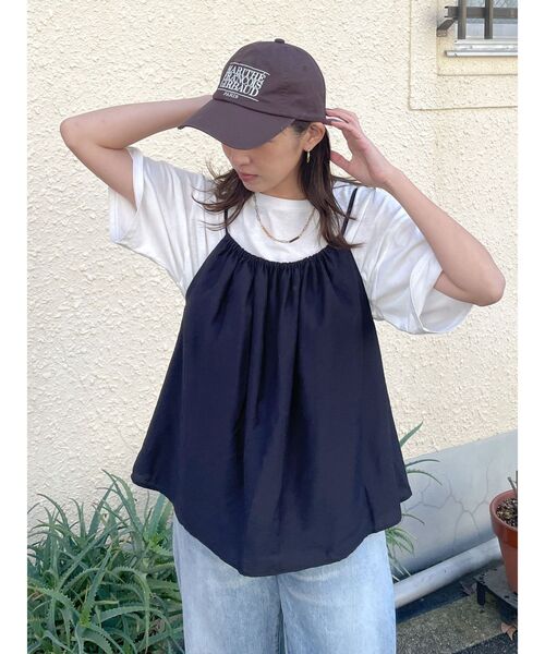 Ungrid（アングリッド）の「ミニスラブビッグシルエットロゴTee（Tシャツ/カットソー・レディース・レッド/ライトグレー/オフホワイト/ネイビー・FREE）」の7枚目の写真